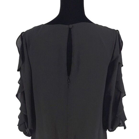 Vince Camuto Womens 3/4 Ruffle Sleeve Keyhole Back Shift Dress‎ Black Size 2 - Picture 6 of 11